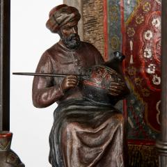 Franz Xaver Bergmann Austrian cold painted bronze and marble figurative lamp attributed to Bergman - 3437723