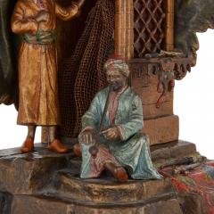 Franz Xaver Bergmann Large antique cold painted bronze lamp of a minaret scene by Bergman - 3702279