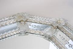 Fratelli Barbini 20th Century Octagonal Murano Glass Mirror With Glass Flowers Italy ca 1970s - 4602381