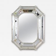Fratelli Barbini 20th Century Octagonal Murano Glass Mirror With Glass Flowers Italy ca 1970s - 4603554