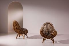 Fratelli Castano Fratelli Castano bamboo and rattan lounge chairs Italy 1960s - 4342349