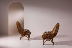 Fratelli Castano Fratelli Castano bamboo and rattan lounge chairs Italy 1960s - 4342350