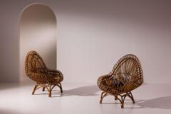 Fratelli Castano Fratelli Castano bamboo and rattan lounge chairs Italy 1960s - 4342352