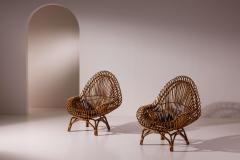 Fratelli Castano Fratelli Castano bamboo and rattan lounge chairs Italy 1960s - 4342364
