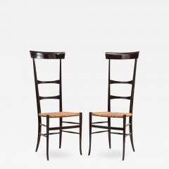 Fratelli Levaggi Rare Pair of Wing Back Chiavarine Super Leggera Chairs Italy 1950s - 1237359