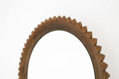 Fratelli Marelli Circular Walnut Wall Mirror by Fratelli Marelli Italy 1950s - 1528583