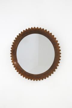 Fratelli Marelli Circular Walnut Wall Mirror by Fratelli Marelli Italy 1950s - 1528584