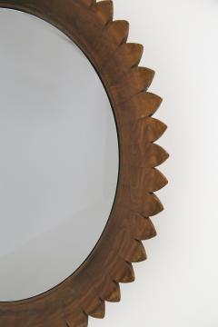 Fratelli Marelli Circular Walnut Wall Mirror by Fratelli Marelli Italy 1950s - 1528590