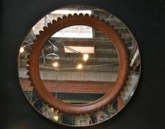 Fratelli Marelli Circular Walnut Wall Mirror by Fratelli Marelli Italy circa 1950s - 514560