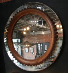 Fratelli Marelli Circular Walnut Wall Mirror by Fratelli Marelli Italy circa 1950s - 514562