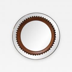 Fratelli Marelli Circular Walnut Wall Mirror by Fratelli Marelli Italy circa 1950s - 520992