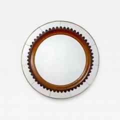 Fratelli Marelli Marelli Production Wall Round Mirror with Frame in Brass and Wood - 2734999
