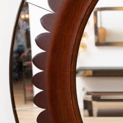 Fratelli Marelli Mid Century Modern Round Walnut and Brass Mirror by Fratelli Marelli - 3833311