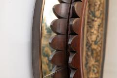 Fratelli Marelli Mid Century Modern Round Walnut and Brass Mirror by Fratelli Marelli - 4547275