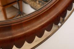 Fratelli Marelli Mid Century Modern Round Walnut and Brass Mirror by Fratelli Marelli - 4547277