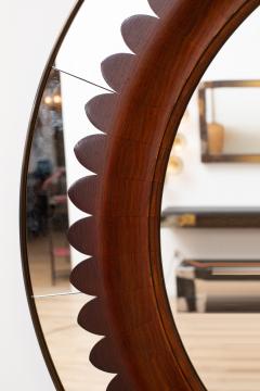 Fratelli Marelli Mid Century Modern Round Walnut and Brass Mirror by Fratelli Marelli - 4547279