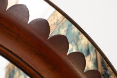 Fratelli Marelli Mid Century Modern Round Walnut and Brass Mirror by Fratelli Marelli - 4547280