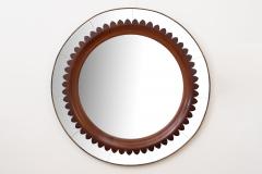 Fratelli Marelli Mid Century Modern Round Walnut and Brass Mirror by Fratelli Marelli - 4547321