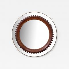 Fratelli Marelli Mid Century Modern Round Walnut and Brass Mirror by Fratelli Marelli - 4547324