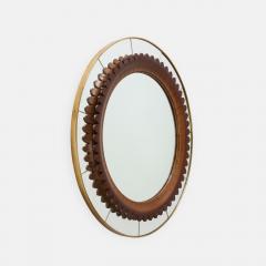 Fratelli Marelli Rare Carved Walnut and Brass Wall Mirror by Fratelli Marelli - 3202934