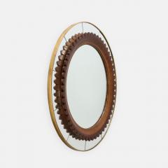 Fratelli Marelli Rare Carved Walnut and Brass Wall Mirror by Fratelli Marelli - 3202935