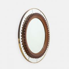 Fratelli Marelli Rare Carved Walnut and Brass Wall Mirror by Fratelli Marelli - 3202936