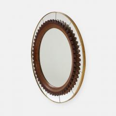 Fratelli Marelli Rare Carved Walnut and Brass Wall Mirror by Fratelli Marelli - 3202937