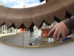 Fratelli Marelli Wood and Brass Mirror by Fratelli Marelli Italy 1950s - 4499538