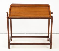 Fratelli Proserpio Compact teak secretary desk with rolltop by Fratelli Proserpio Italy 1960s - 1458760