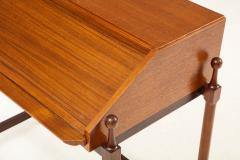 Fratelli Proserpio Compact teak secretary desk with rolltop by Fratelli Proserpio Italy 1960s - 1458769