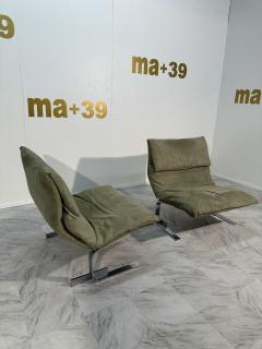 Fratelli Saporiti Pair of 2 Green Lounge Chairs by F lli Saporiti X Lane 1970 - 3459770