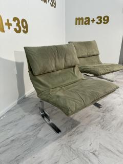Fratelli Saporiti Pair of 2 Green Lounge Chairs by F lli Saporiti X Lane 1970 - 3459775