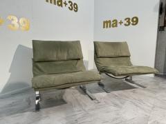 Fratelli Saporiti Pair of 2 Green Lounge Chairs by F lli Saporiti X Lane 1970 - 3459777