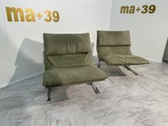 Fratelli Saporiti Pair of 2 Green Lounge Chairs by F lli Saporiti X Lane 1970 - 3459778