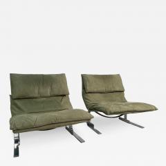 Fratelli Saporiti Pair of 2 Green Lounge Chairs by F lli Saporiti X Lane 1970 - 3459998