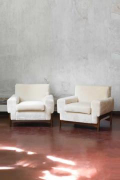 Fratelli Saporiti Pair of walnut armchairs designed by Sergio and Giorgio Saporiti - 3639137