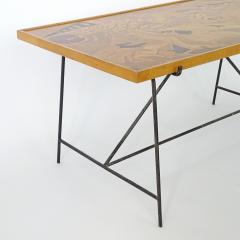 Fratelli Saporiti Saporiti 1950s Marquetry Wood Top and Metal Base Coffee Table - 3450328