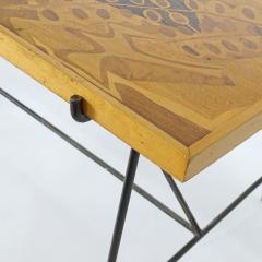 Fratelli Saporiti Saporiti 1950s Marquetry Wood Top and Metal Base Coffee Table - 3450329