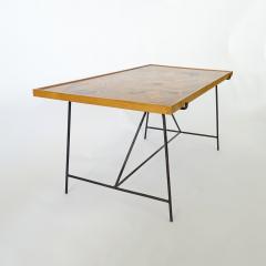 Fratelli Saporiti Saporiti 1950s Marquetry Wood Top and Metal Base Coffee Table - 3450332