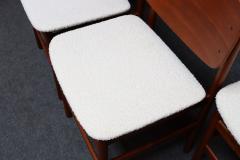 Fratelli Saporiti Set of Eight Italian Modern Shell Dining Chairs in Teak and Boucl by Saporiti - 4229395