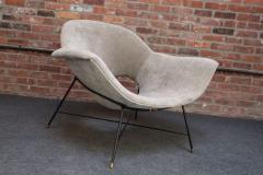 Fratelli Saporiti Wide Vintage Italian Metal and Velvet Lounge Chair by Augusto Bozzi for Saporiti - 4181709