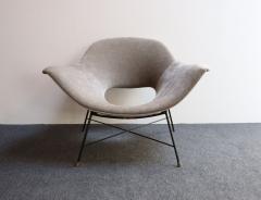 Fratelli Saporiti Wide Vintage Italian Metal and Velvet Lounge Chair by Augusto Bozzi for Saporiti - 4181711