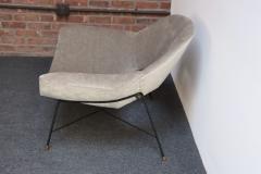 Fratelli Saporiti Wide Vintage Italian Metal and Velvet Lounge Chair by Augusto Bozzi for Saporiti - 4181715