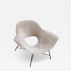 Fratelli Saporiti Wide Vintage Italian Metal and Velvet Lounge Chair by Augusto Bozzi for Saporiti - 4186038