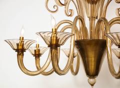 Fratelli Toso A Large Hand Bown Amber Glass Chandelier Attributed to Fratelli Toso - 1629770