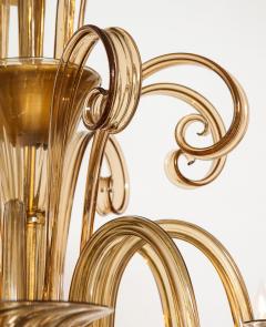 Fratelli Toso A Large Hand Bown Amber Glass Chandelier Attributed to Fratelli Toso - 1629773