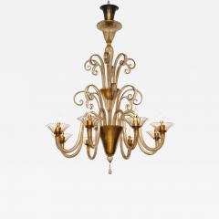 Fratelli Toso A Large Hand Bown Amber Glass Chandelier Attributed to Fratelli Toso - 1637210