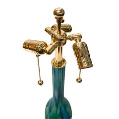 Fratelli Toso Fratelli Toso Art Glass Table Lamp with Green and Blue Murrhines 1959 - 3005946