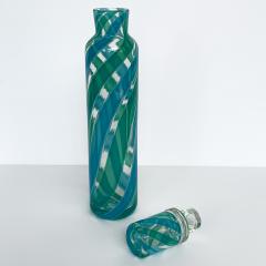 Fratelli Toso Fratelli Toso Murano Blue Green Stripe Italian Glass Decanter - 1107965