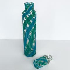 Fratelli Toso Fratelli Toso Murano Blue Green Stripe Italian Glass Decanter - 1107968